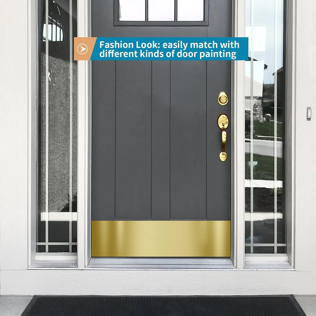 Stainless Steel Door Kick Plate, 8" x 34" Door Push Plate, Self Adhesive Kickplate for 36" Doors Interior or Exterior