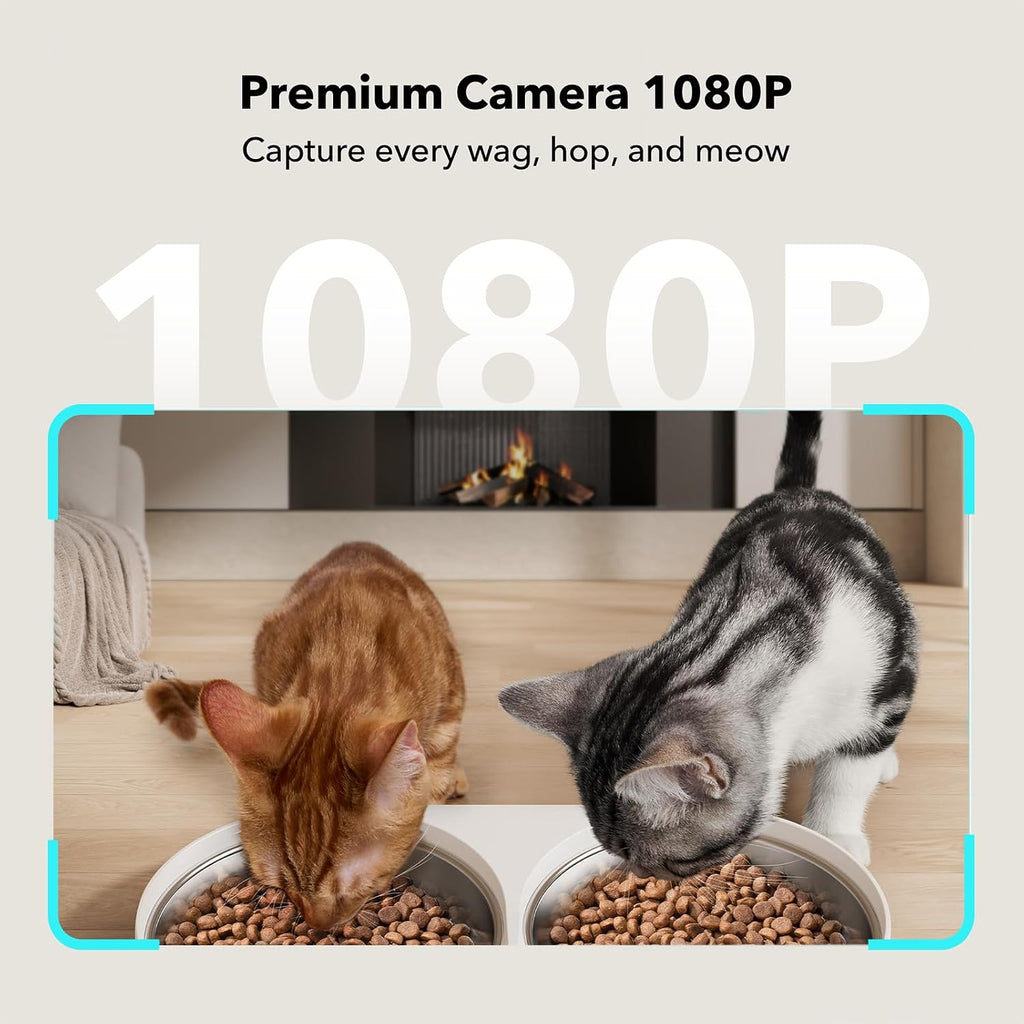 Automatic Cat Feeder with Camera for Two Cats, 1080P HD Video with Night Vision, 5G WiFi Pet Feeder with Phone APP