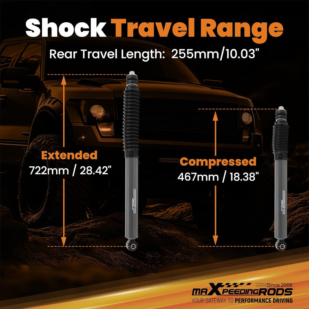 maXpeedingrods 0-3" Rear Shocks for Ram 1500 2WD 4WD 2019-2023