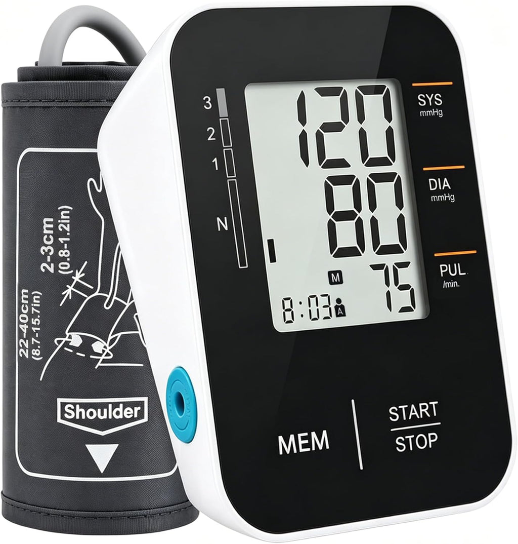 Blood Pressure Monitor Upper Arm Blood Pressure Cuff for Home Use with Large LCD Dual User Memory Adjustable Cuff