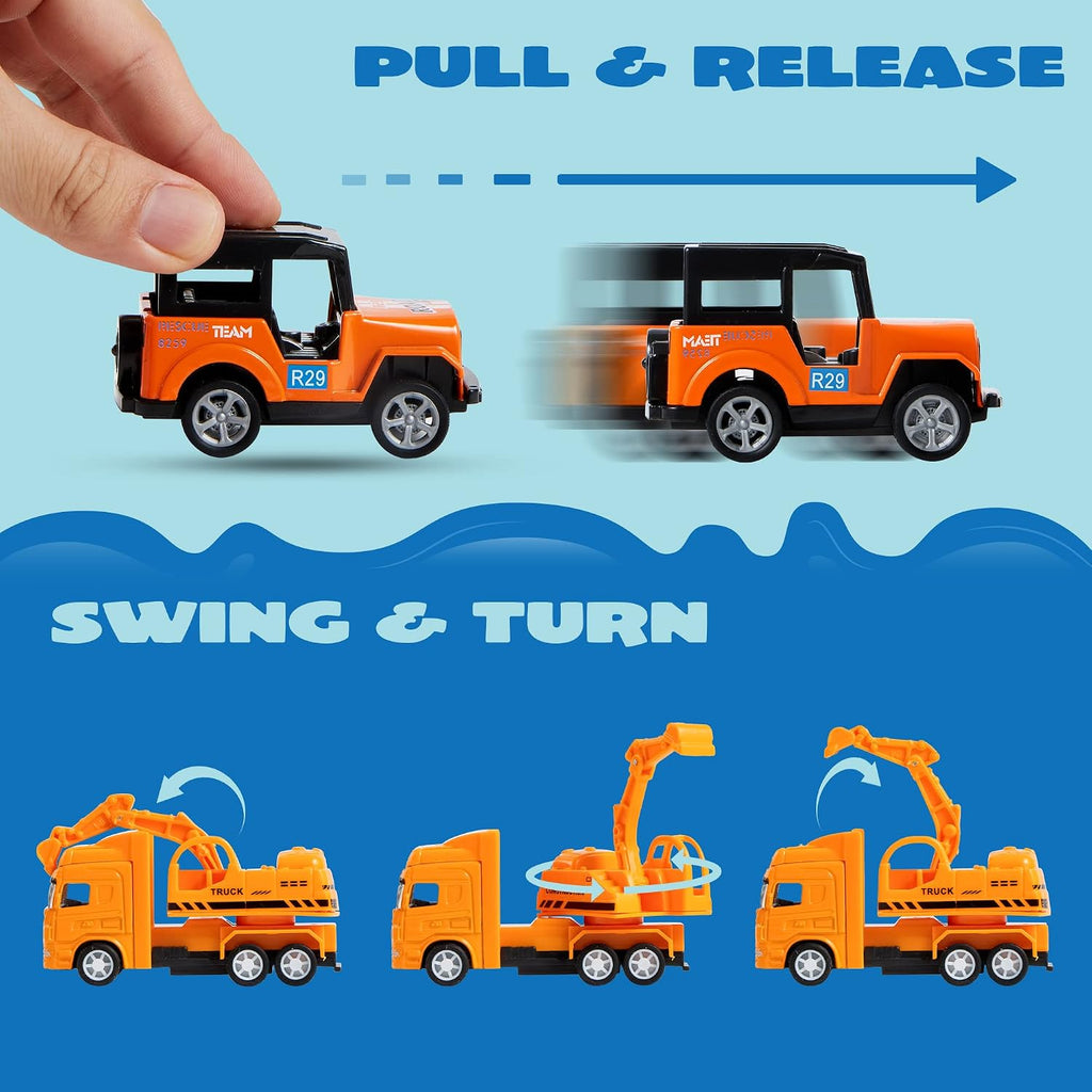 20PCS Die Cast Pull Back Cars, Metal Toy Cars, Car Toys Bulk, Vehicle Set for Toddlers, Kids Party Favors, Cake