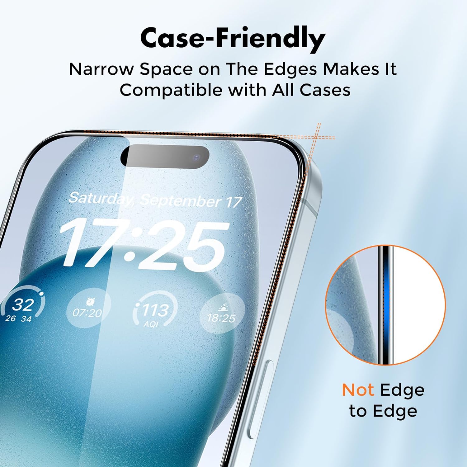 3-Pack Screen Protector for iPhone 15, Double Shatterproof Tempered Glass [Easy Installation Frame] [9H Hardness]