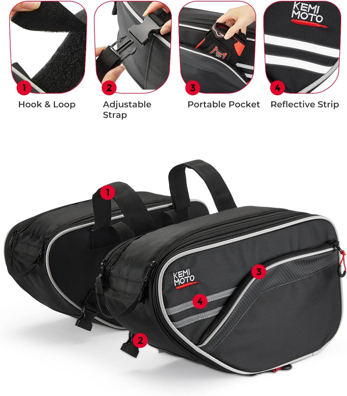 Expandable Motorcycle Saddlebags Bag 24-30L (15L*2) for Mini bike | with Rain Cover, Fit for Sport Bike Scooter Dual
