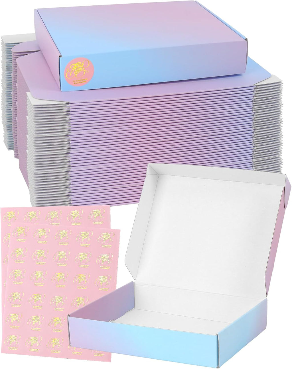 10x8x2 Shipping Boxes 40 Pack, Purple Gradient Mailer Packaging Box, Corrugated Cardboard Boxes for Gift Small