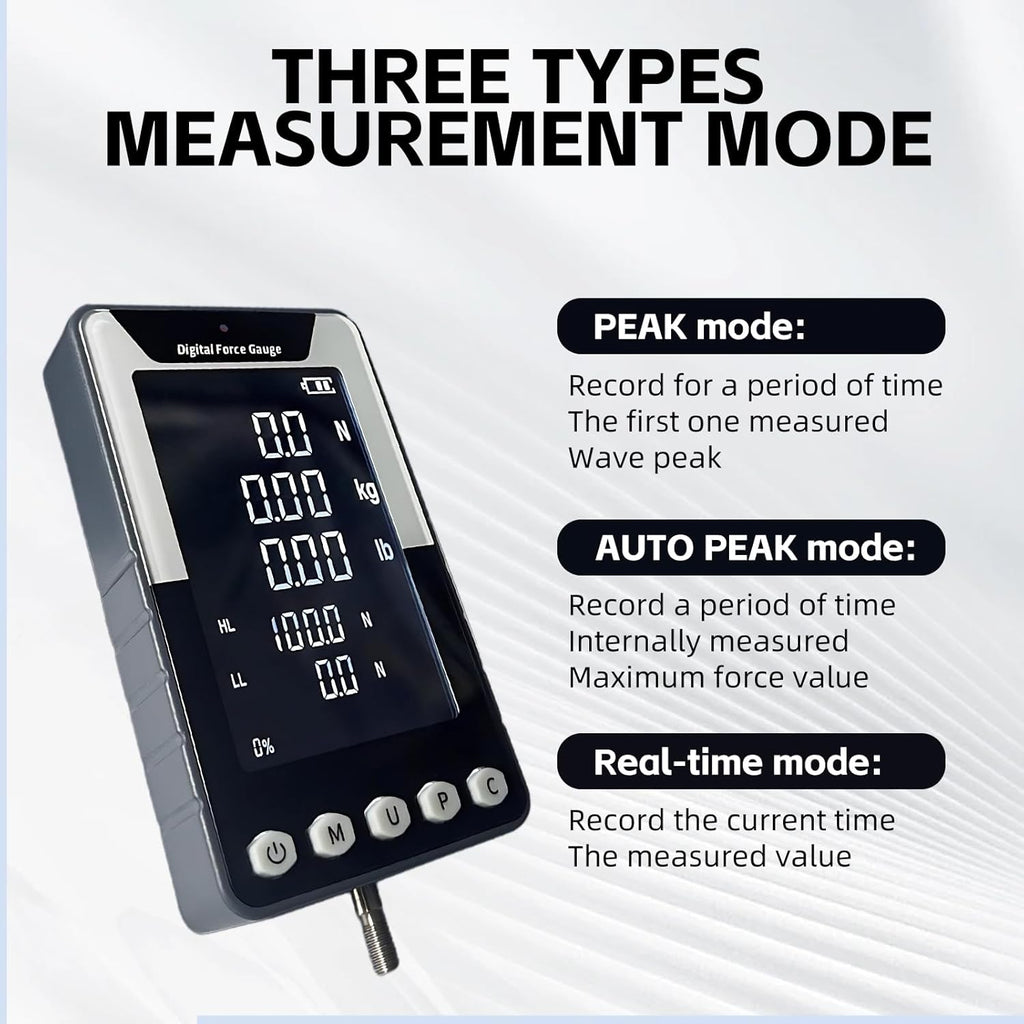 1000N/100Kg/220lb Digital Force Gauge, Large-Screen Push-Pull Meter with Data Output Function, 0.5% Accuracy
