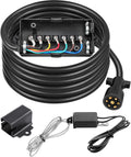 7 Way Trailer Wiring Harness Kit 8ft Trailer Cord 12V Breakaway Switch and Plug Holder Trailer Connector Cable Wiring