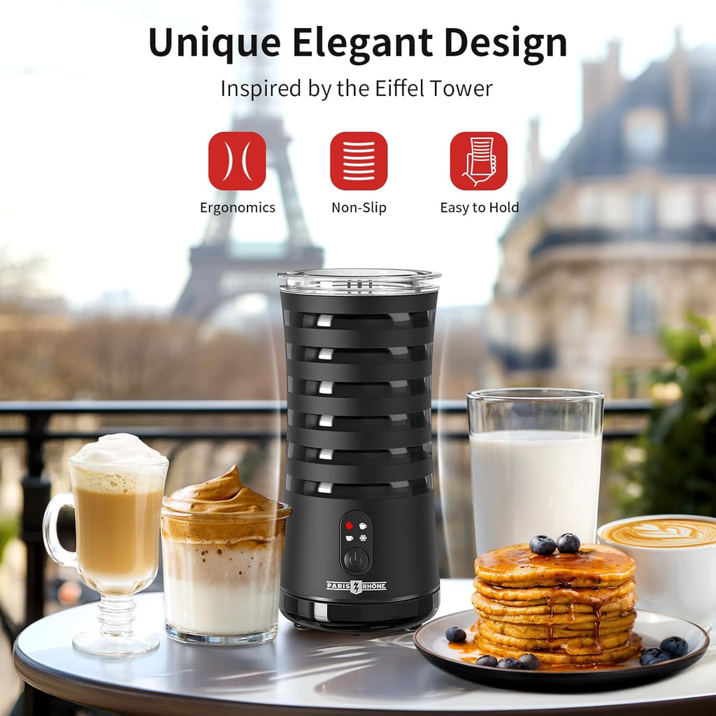 Electric Milk Frother, Paris Rhône 4-in-1 Milk Steamer and Frother, Hot & Cold Foam Milk Warmer with Temperature