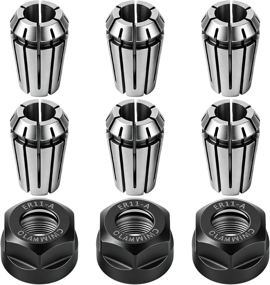 ER11 Collet Set, 9 Pcs Spring Collet Nut with Er11 1/4'' Collets and Clamping Nut Precision Spring for Engraving Machine Milling Lathe Tool