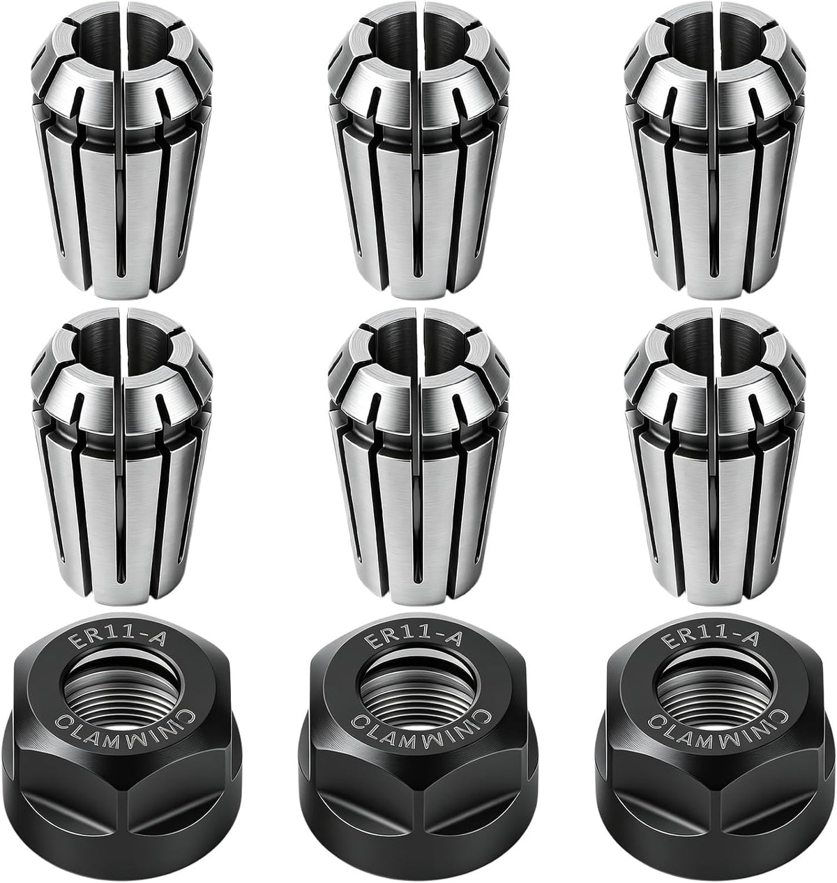 ER11 Collet Set, 9 Pcs Spring Collet Nut with Er11 1/4'' Collets and Clamping Nut Precision Spring for Engraving Machine Milling Lathe Tool