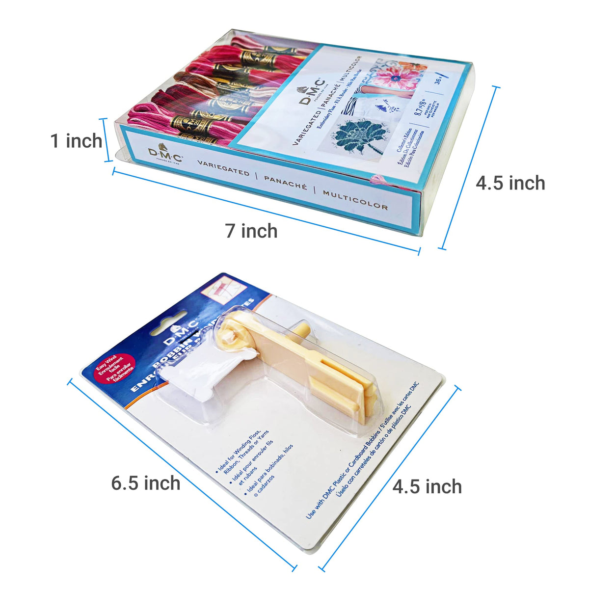DMC Embroidery Floss, 36 Variegated Thread Pack Bundle with Bobbin Winder.
