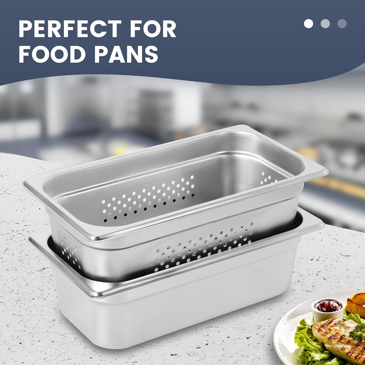 1/3 Size 4" Deep Perforated Steam Table Pan, NSF Hotel Pan