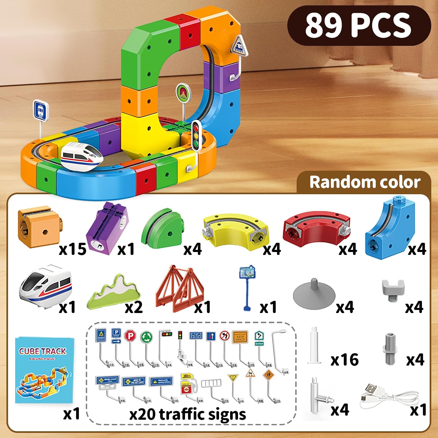 Electric Train Set Flexible Race Track Toys for 3 4 5 6 7 8 Years Old Boys and Girls, Building Toy Train Track