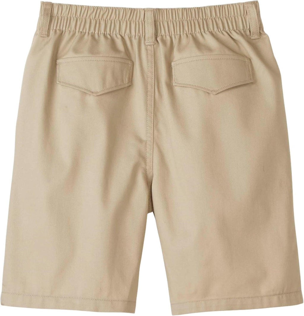 Girls' Pull-On Twill Short, Khaki, 16.5 Plus | Elastic waist-back with faux button and fly; Offered in Standard and