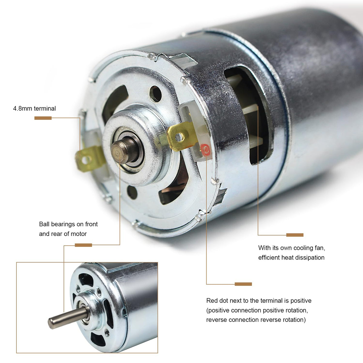 RATTMMOTOR DC Motor CNC 997 Spindle Motor 400W 12-48VDC 0.99N.m