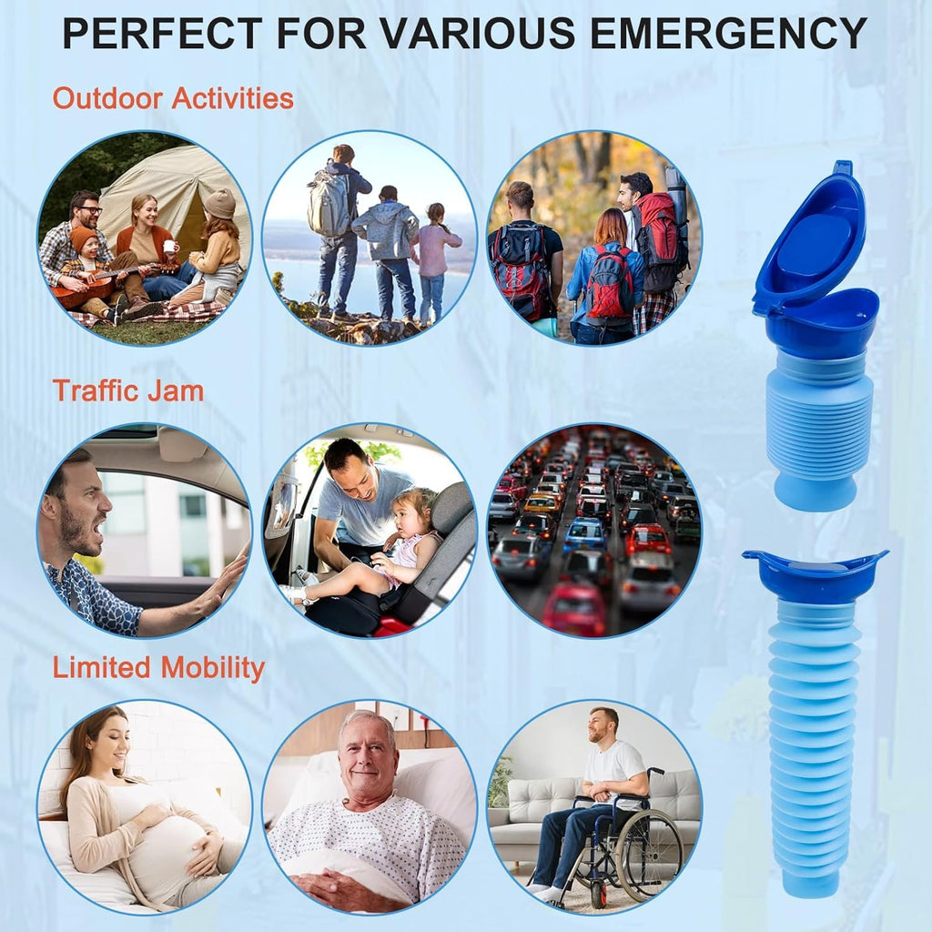 Pee Bottles for Men and Women, Adjustable Emergency Urinal 750ml, Car Pee Bottle, Portable Toilet for Car, Shrinkable