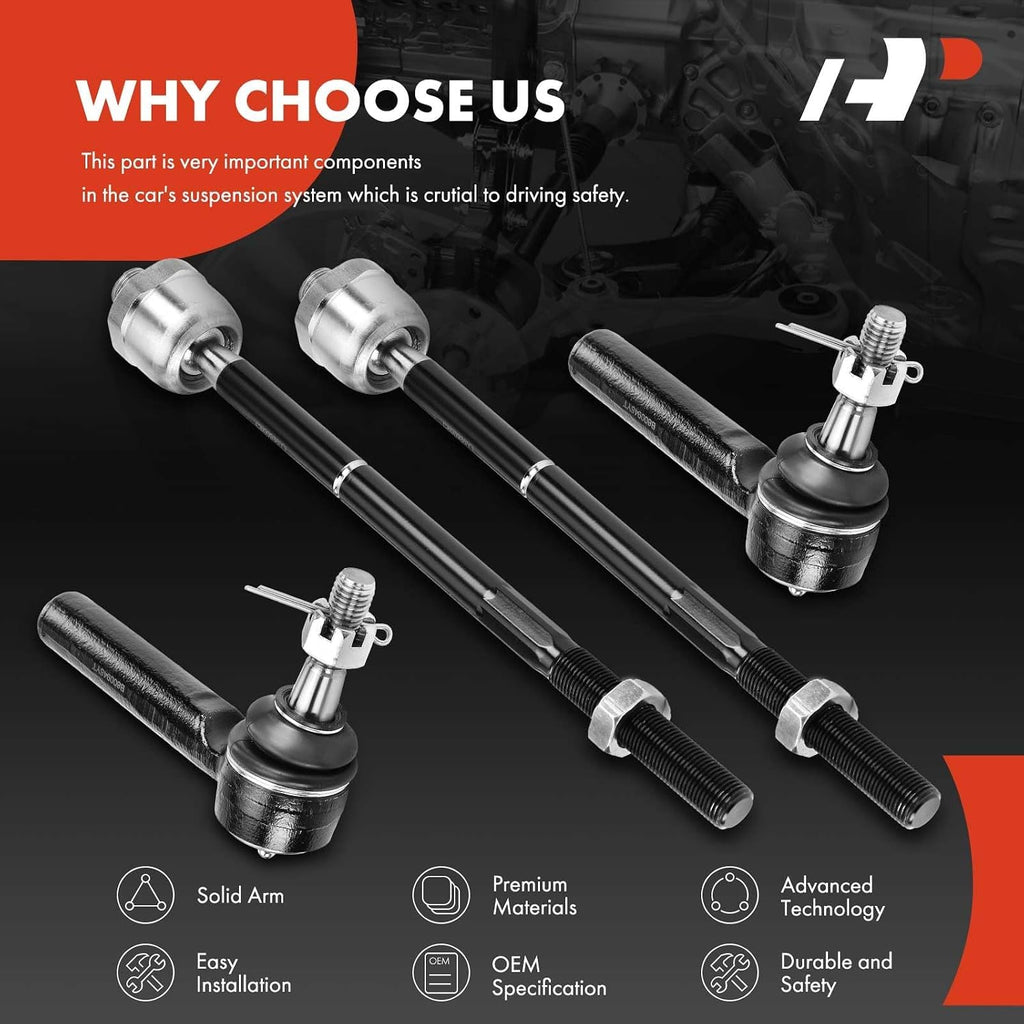 A-Premium Front Inner & Outer Tie Rod End Kit Fix Uneven Tire Wear