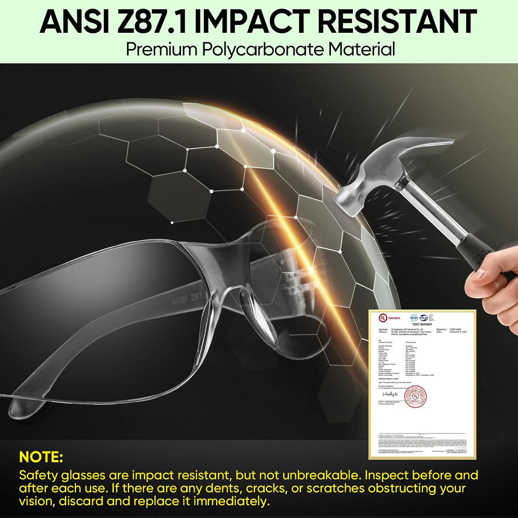 Clear Safety Glasses for Men and Women, Safety Goggles with Scratch Impact Resistant Meets ANSI Z87.1 Standard
