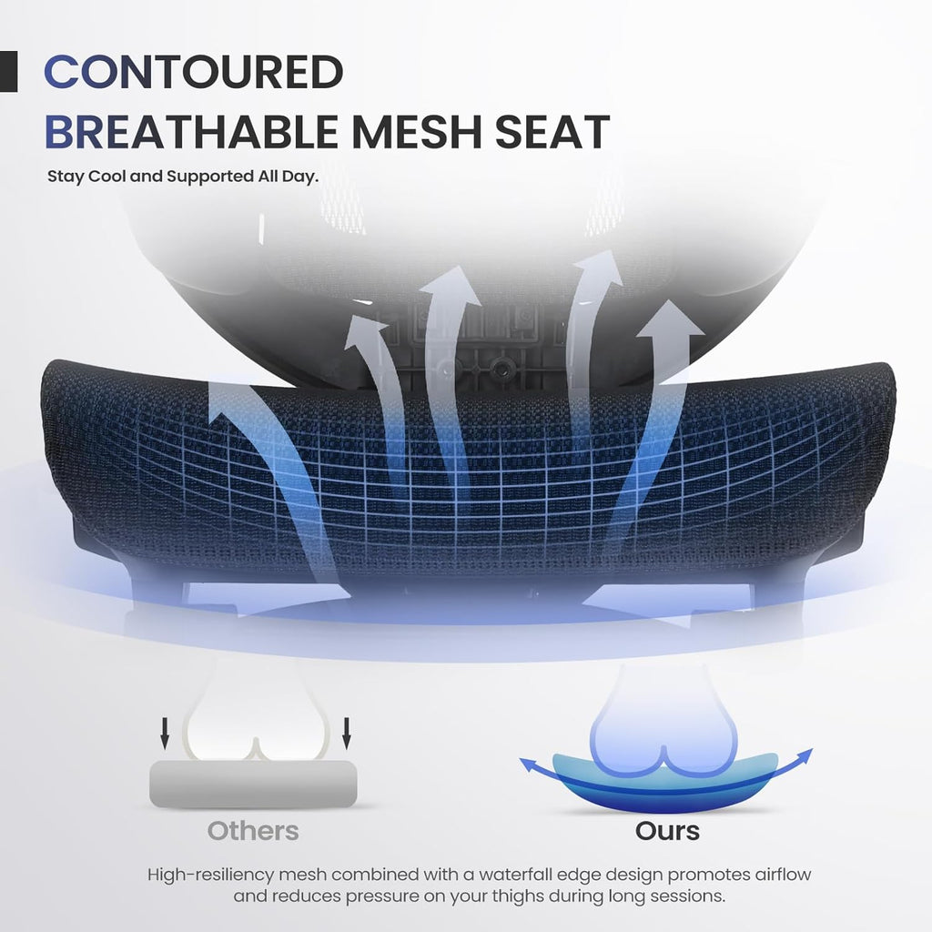 Ergonomic Mesh Office Chair with Footrest, Executive High Back Computer Desk Chair with 3D Adjustable Headrest &