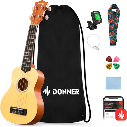 Soprano Ukulele for Beginners 21 Inch Ukelele Starter Bundle Kit with Free Online Lessons Bag Strap String Tuner