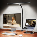 LED Desk Lamp with Clamp, 17" Stepless Dimming Light, Black | 2700K-6500K, 100 LEDs, 360° Gooseneck, Fits Up to 30"
