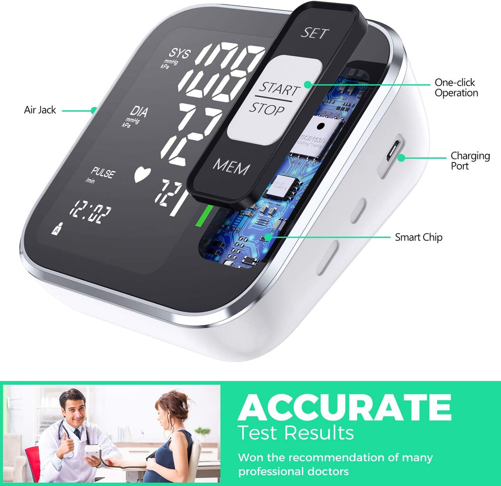 Blood Pressure Monitor Upper Arm Backlit LCD BP Machine with Storage Bag