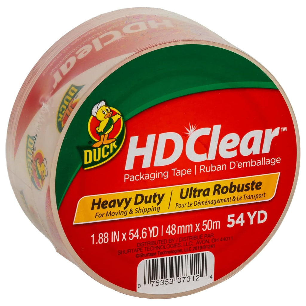 HD Clear Packing Tape - 1 Roll of Heavy Duty Shipping and Moving Packing Tape - Clear Strong Packaging Tape for