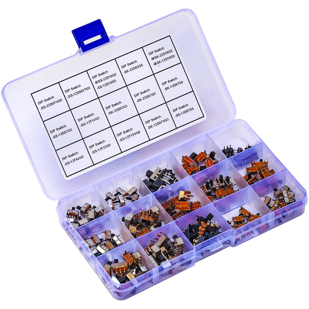 Slide Switch Assorted Kit, Mini Micro PCB Panel Slide Switch 2Pin 3Pin 4Pin ON/Off ON/Off/ON Switch Arduino Breadboard Electronic Dip SlideSwitch for Electronics DIY Assortment Kit