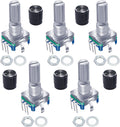 5Pcs EC11 Digital Potentiometer Rotary Encoder with Push Button 360° 5 Pins and Knob Cap with Switch 5 Pin Handle Length 20mm，for Arduino, Raspberry Pi, ESP32 Electronics Projects