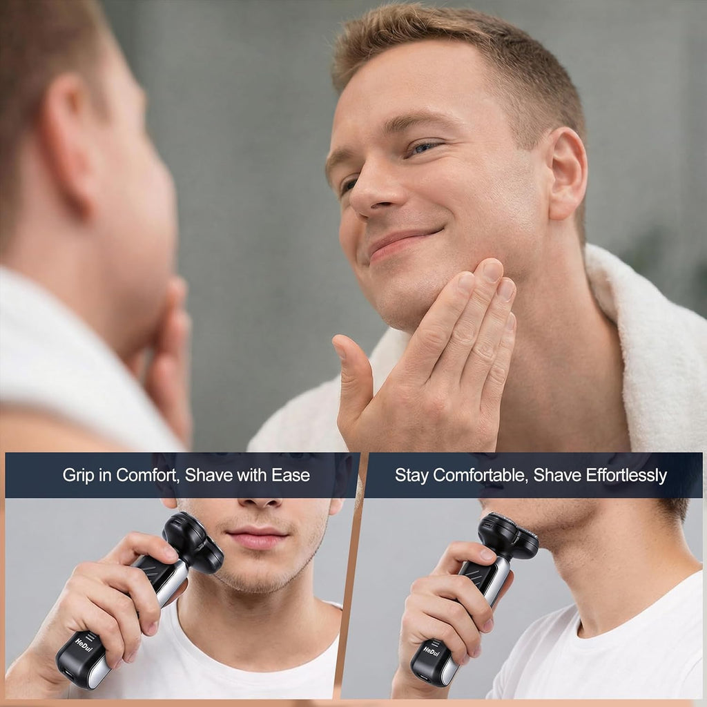 5-Pack Electric Rotary Shavers for Men 3D Floating Head Rotary Razor USB-C Rechargeable Easy Clean Magnetic Head