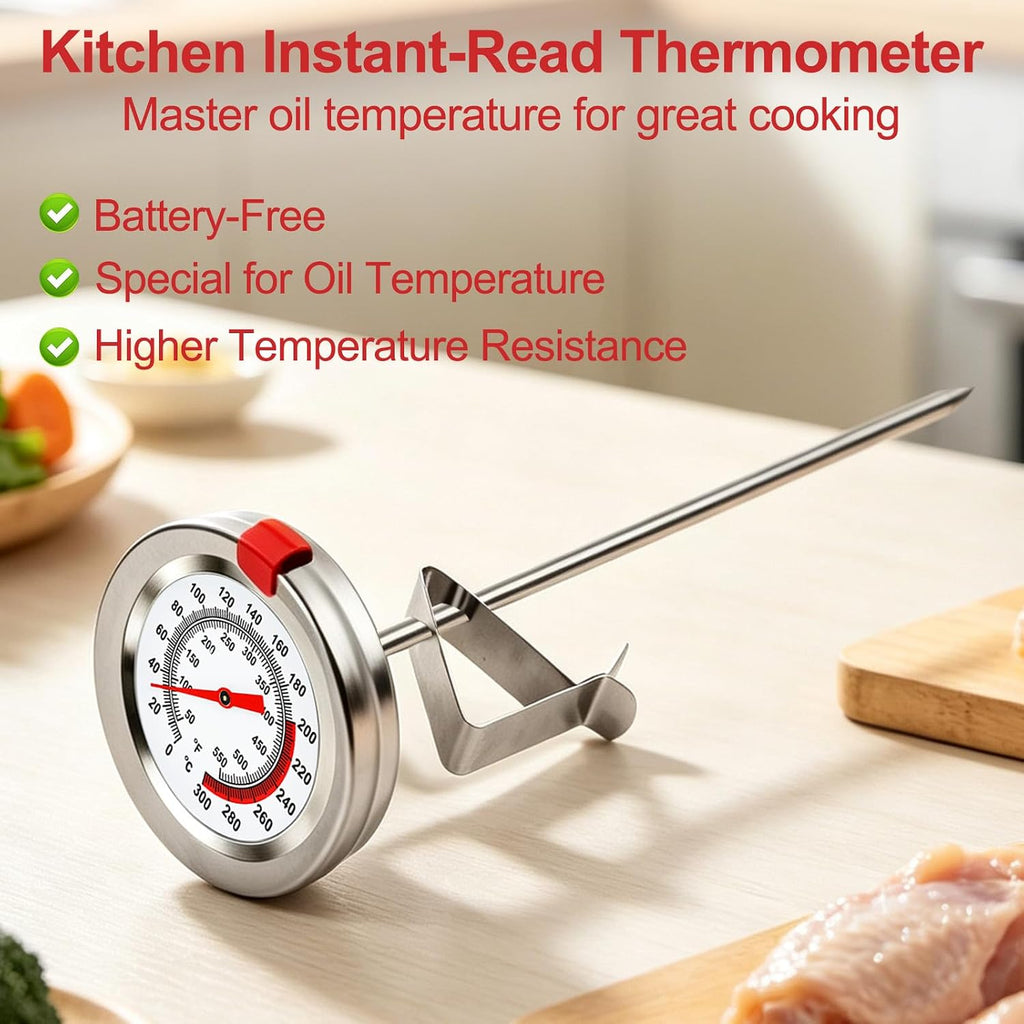 2-Pack 8" Candy Thermometer,2.5" Waterproof Dial Tip-Resistant Clip for