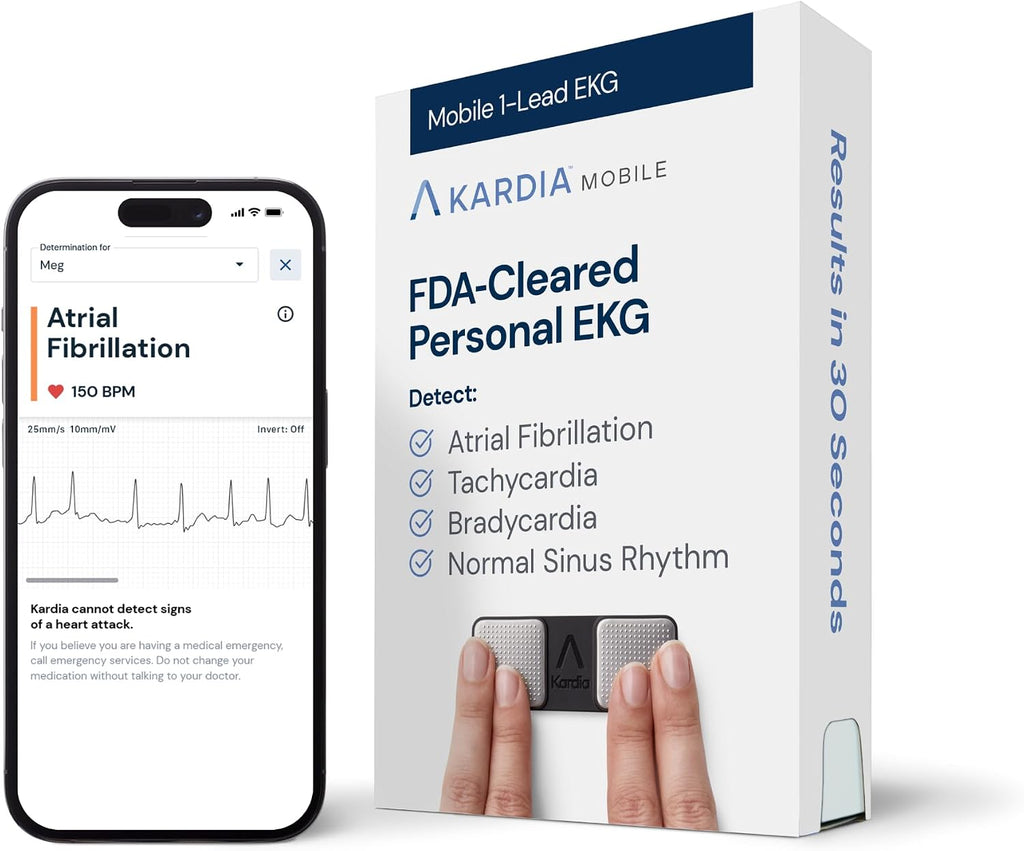 1-Lead EKG Monitor, Medical-Grade FDA-Cleared Personal Heart Monitor, Detects Normal, AFib & Arrhythmias, 30 Second