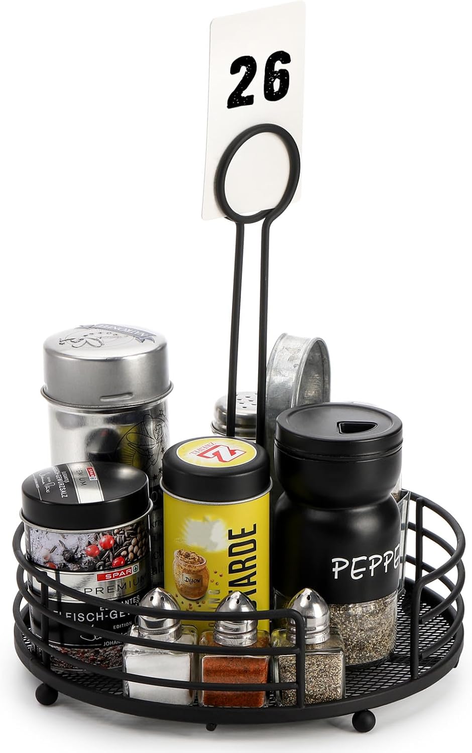 2 Pack Metal Condiment Caddy, Tabletop Spice Organizer for Kitchen Pantry, Patio Tables, Countertop, Picnics, Dining