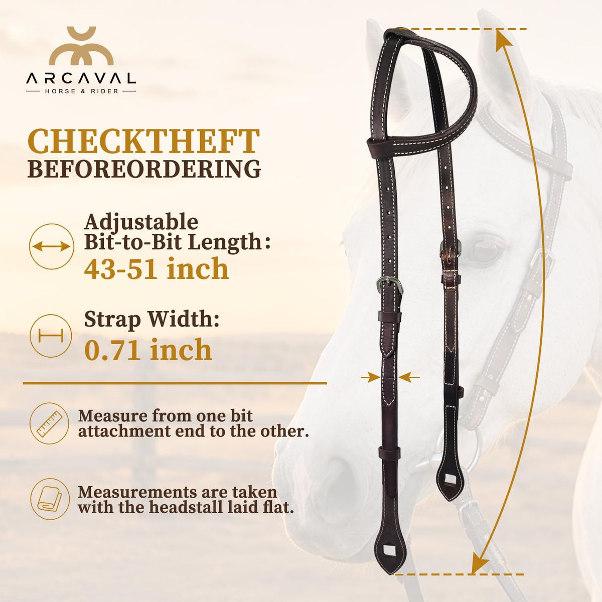 Full Grain Leather One Ear Western Horse Headstall, Brown