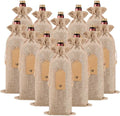 12Pcs Premium Burlap Wine Bags and 12Pcs Gift Tags, Reusable Wine Gift Bags with Drawstrings, Wine Bottle Bags, Wine