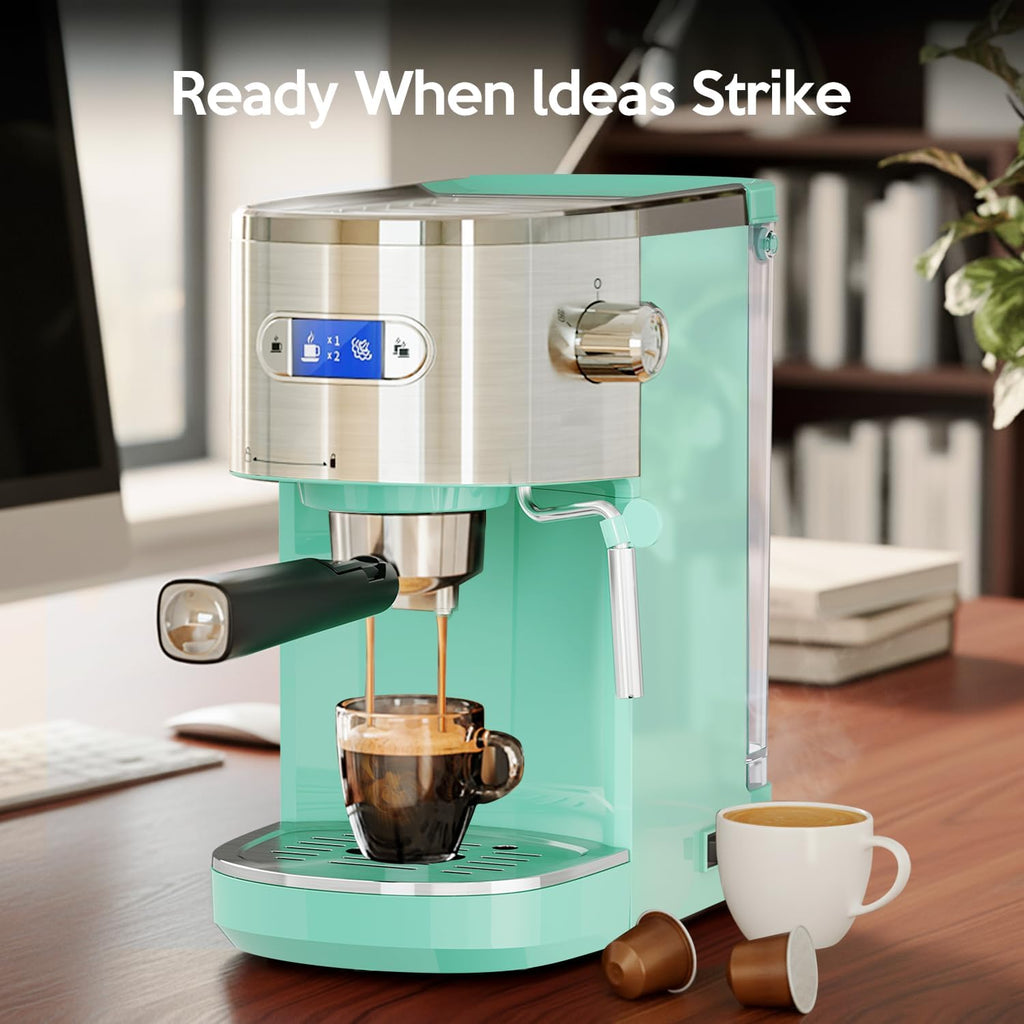 20 Bar Espresso Machine Semi-Automatic, Professional Coffee Maker with Milk Frother Steam Wand & 45OZ Removable Water