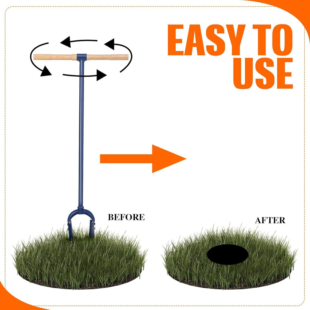 Hand Auger Post Hole Digger 6"x 46" with Non-Slip Hardwood T Handle Adjustable Industrial Auger Large Garden Auger