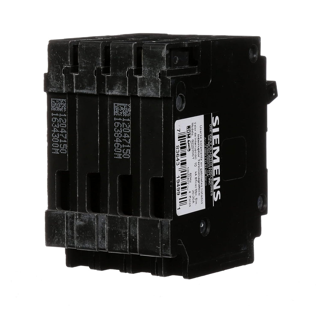 Siemens Q22020CT Triple Circuit Breaker, Plug-In, 20/20 Amps