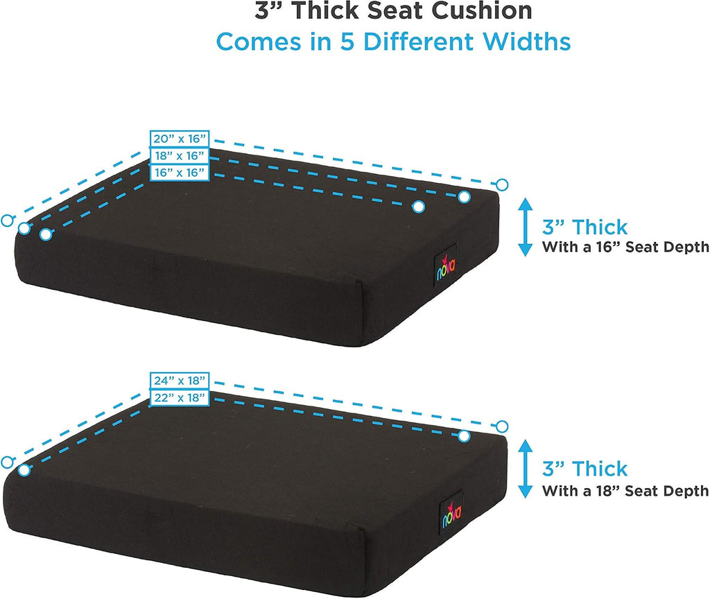 Medical Products Gel & Memory Foam Seat & Wheelchair Cushion in 8 Sizes (from 16” x 16” to 18” x 24” Extra Wide)
