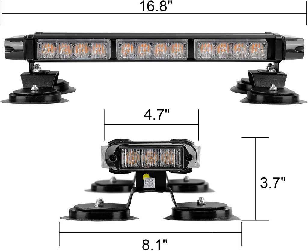 16.8 Inch LED Strobe Flashing Light Bar, 26 Flashing Modes High Intensity Emergency Hazard Warning Beacon Lights with