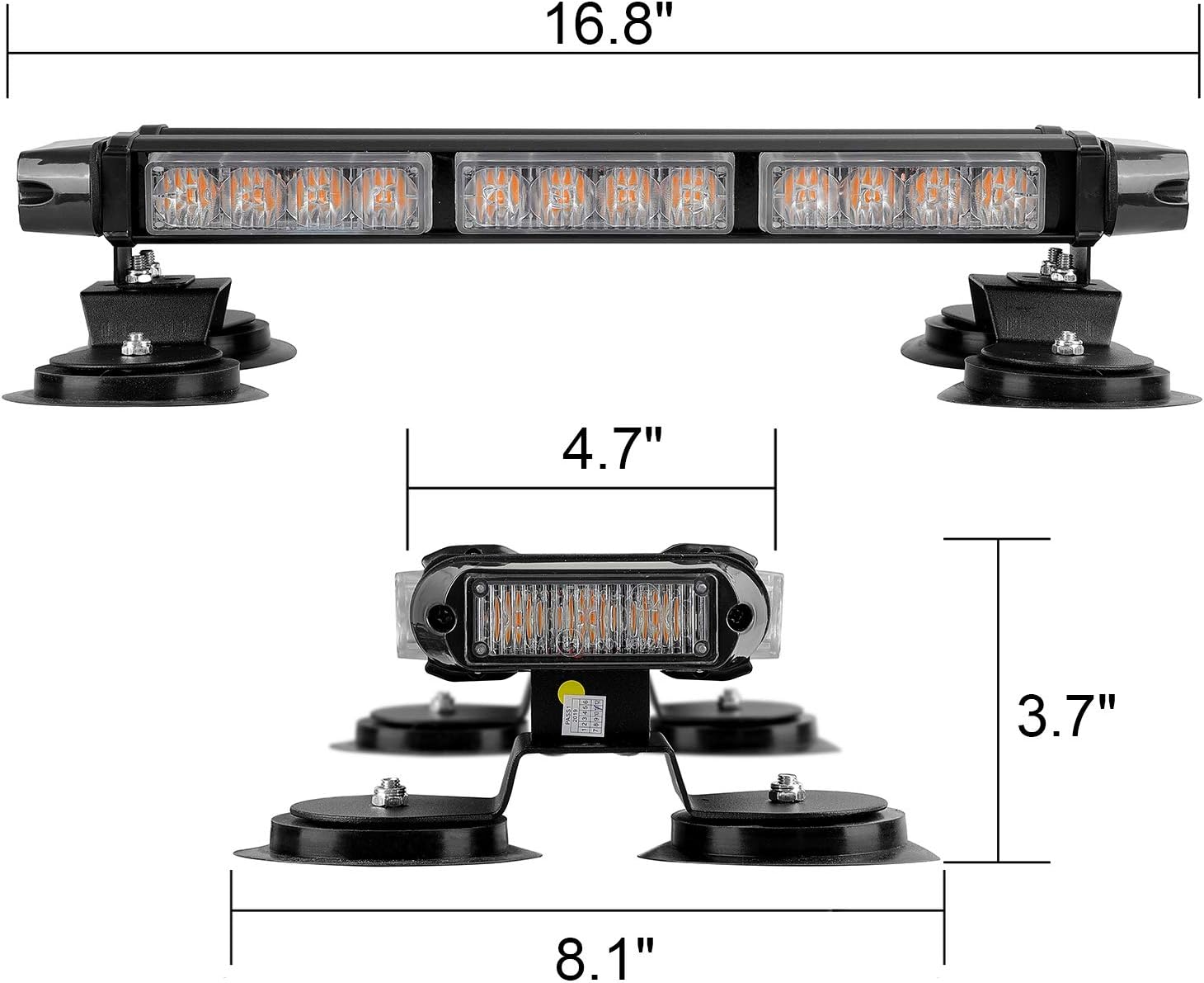 16.8 Inch LED Strobe Flashing Light Bar, 26 Flashing Modes High Intensity Emergency Hazard Warning Beacon Lights with
