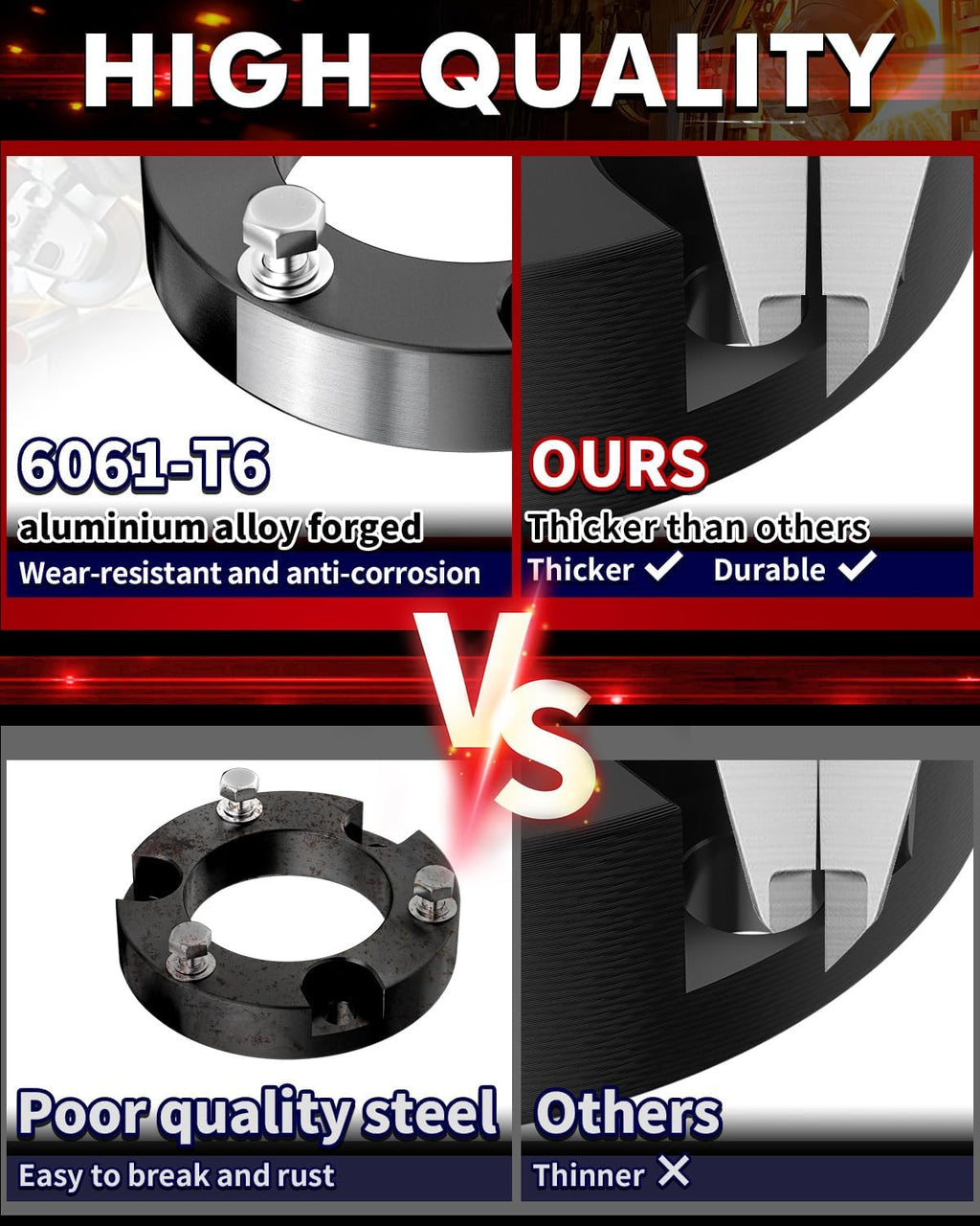 FLYCLE 2 inch Leveling Kits for 2005-2023 Tacoma, 2003-2023 4Runner, 2007-2015 FJ Curiser, Front Strut Spacers 2'' Lift Kit Compatible with Tacoma 4Runner FJ Curiser