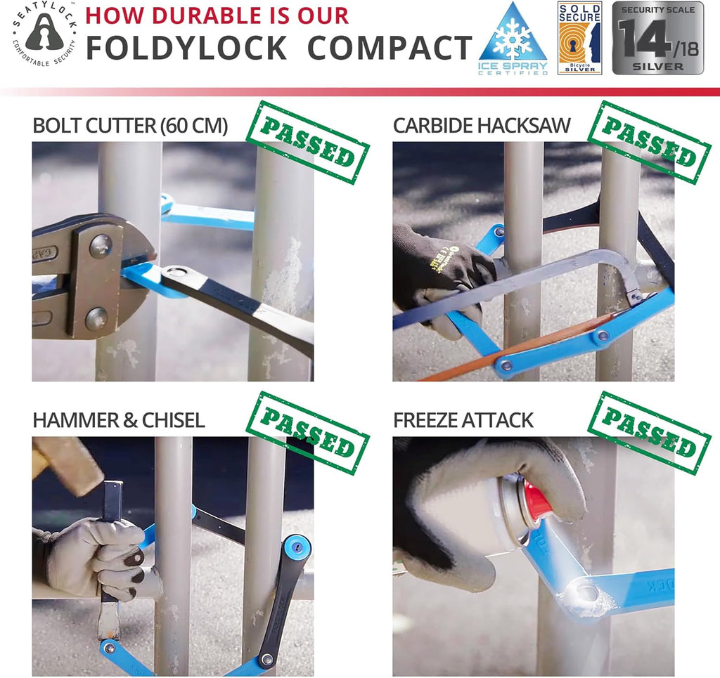 FoldyLock Compact Lightweight Patented Folding Bike Lock 33.5 in | Award Winning Smart Secure Guard High Security