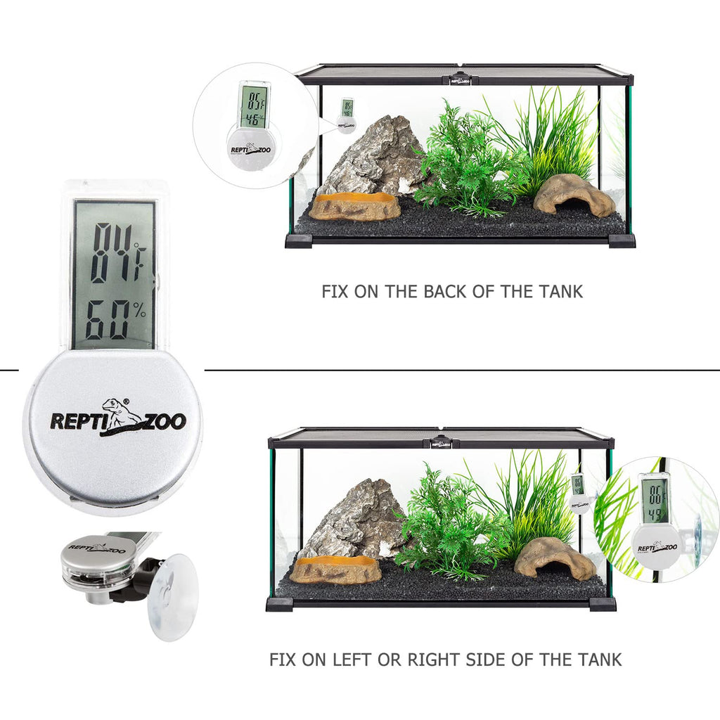 Reptile Thermometer Hygrometer with Suction Cup, Digital Thermometer Hygrometer for Reptile Rearing Box Terrarium