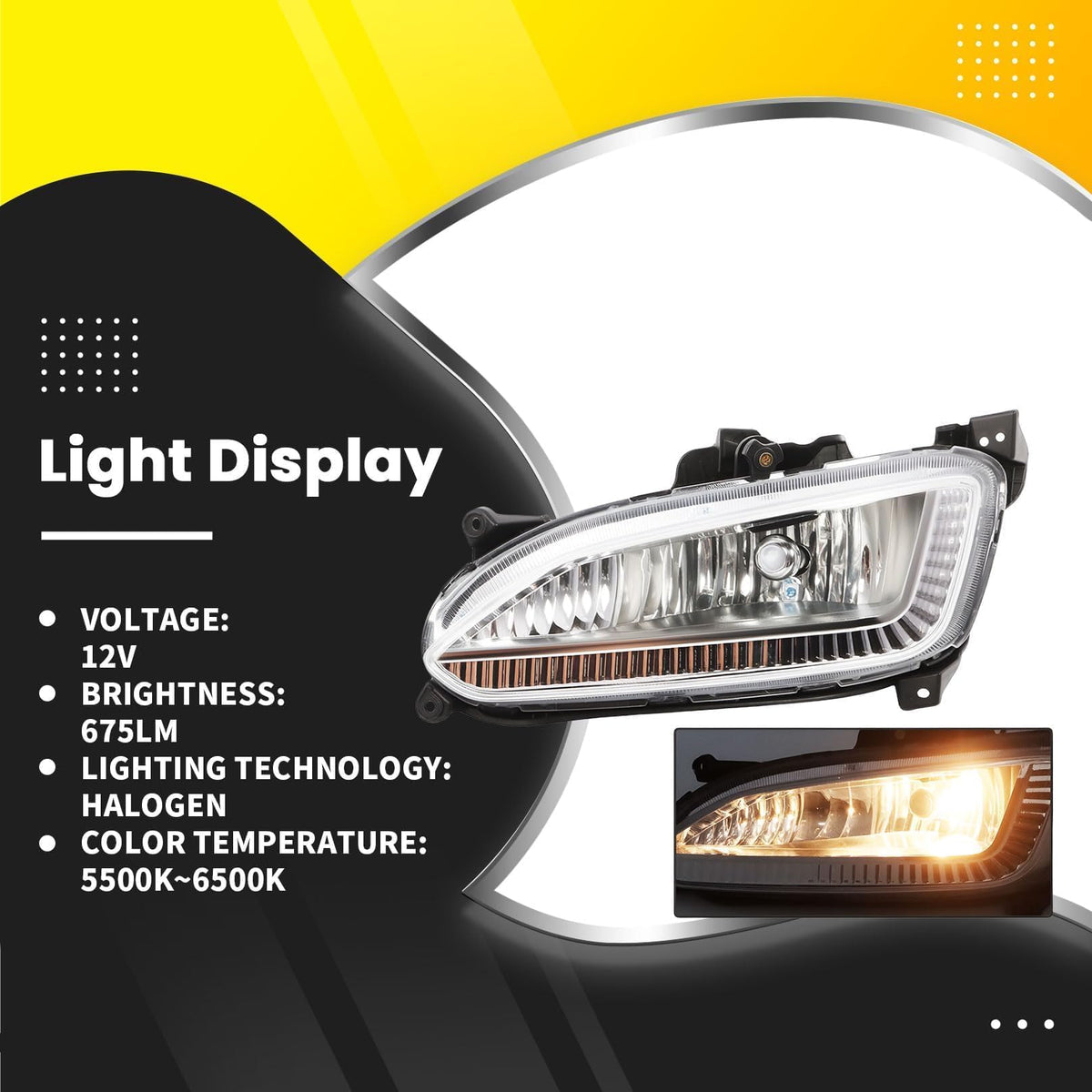 Fog Light Assembly Compatible with Santa Fe Sport 2013 2014 2015