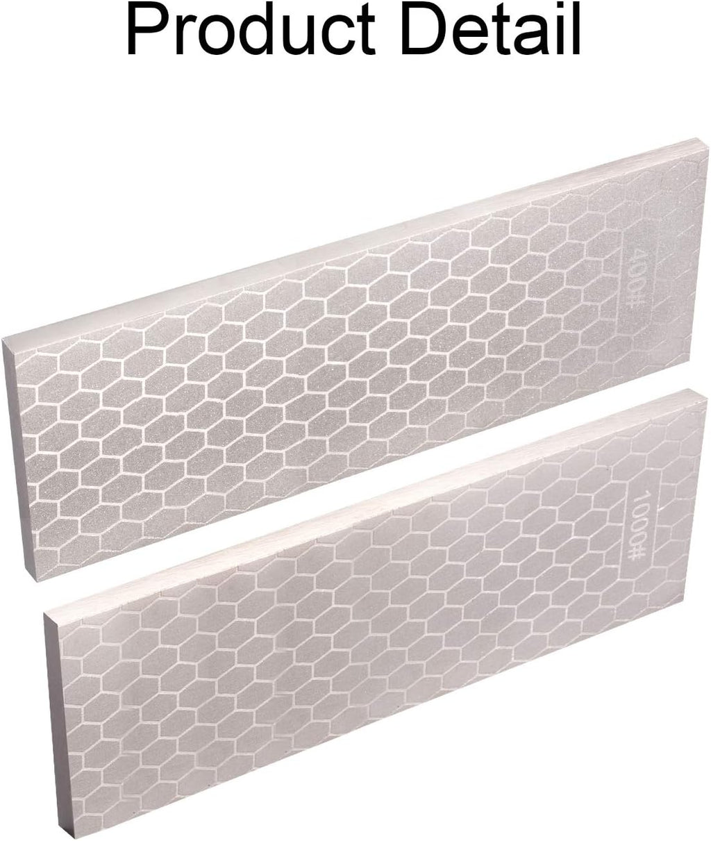 Diamond Sharpening Stone 2 Side Grit 400/1000 Diamond Plate Honing Stone 8-inch Hone Sharpener White