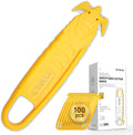 Safety Box Cutter Knife Bulk 100-Pack, Recessed SS Blade, Yellow