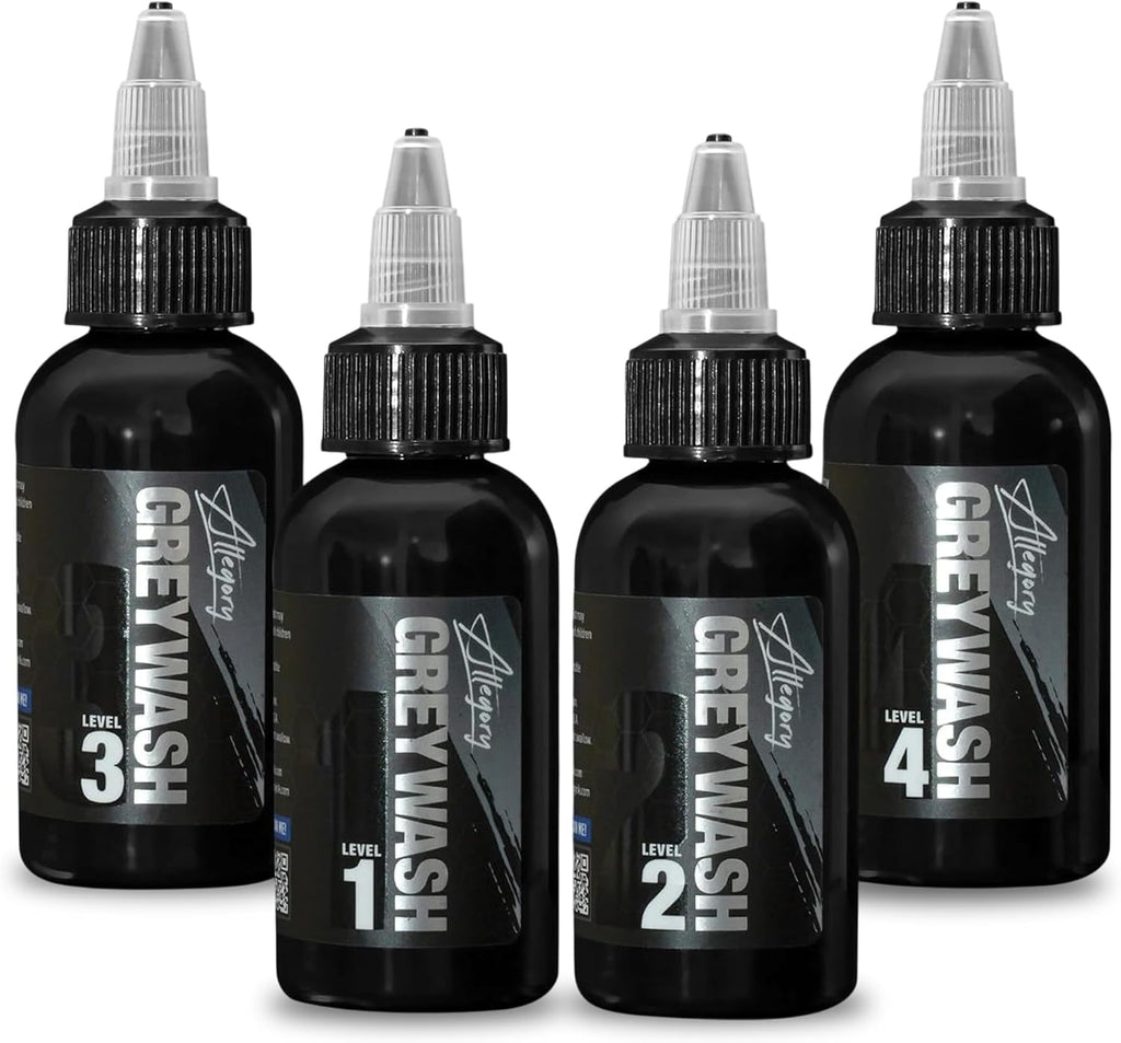 Greywash Tattoo Ink Set 4oz – Premium Professional-Grade Signature Greywash Shades for Smooth, Vegen Friendly