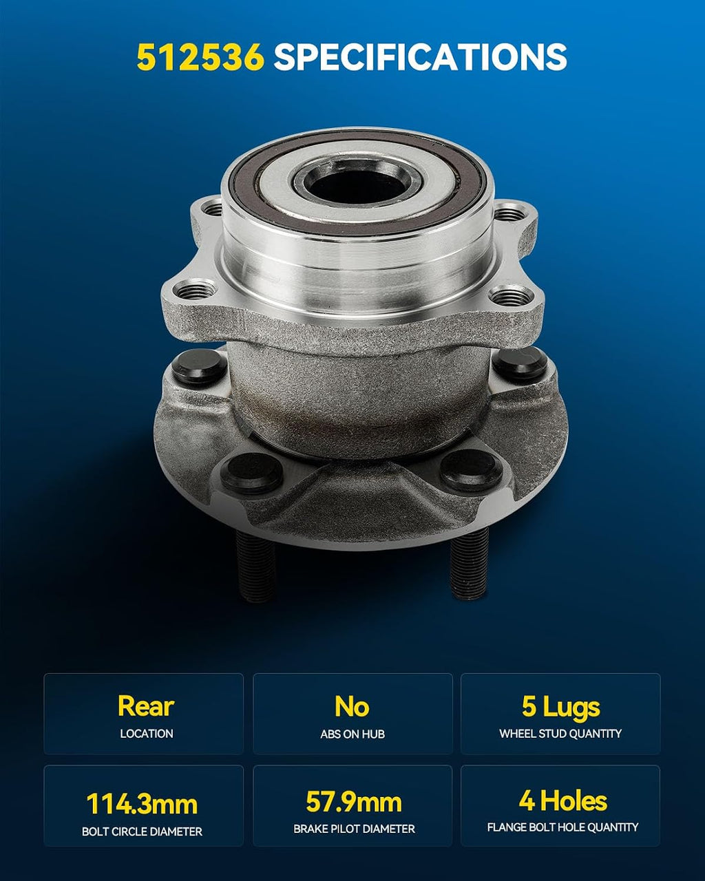 PHILTOP 512536 x1 Rear Wheel Hub Assembly for Subaru Outback, Legacy
