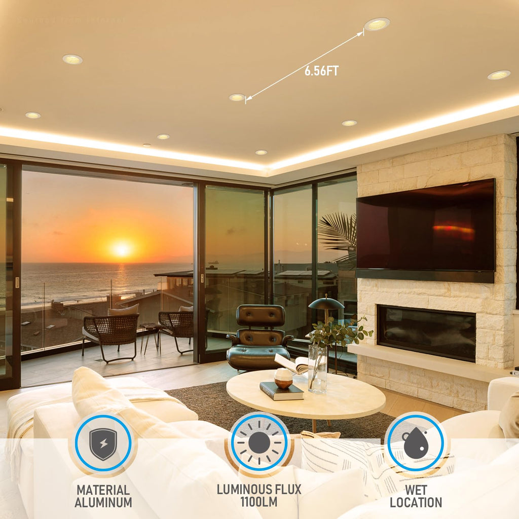 8-Pack 5CCT 6 Inch LED Recessed Light Canless, White