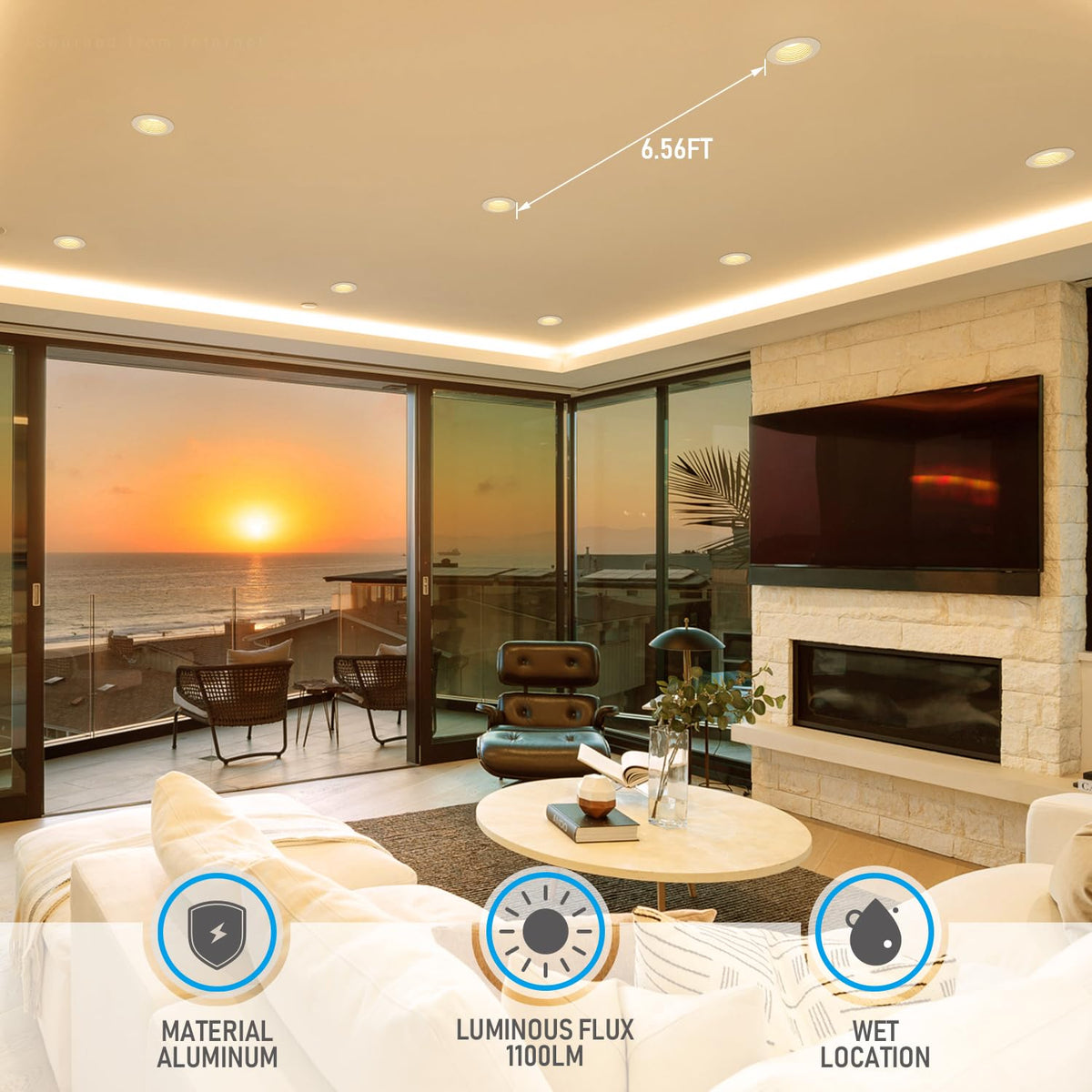 8-Pack 5CCT 6 Inch LED Recessed Light Canless, White